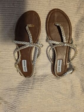 Steve Madden Gold Braided Strap Leather Sandals